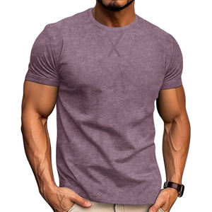 T-shirt pour homme en coton lourd de haute qualité, produit personnalisé, t-shirt uni à col rond, tissu extensible surdimensionné pour homme - Product Image 1