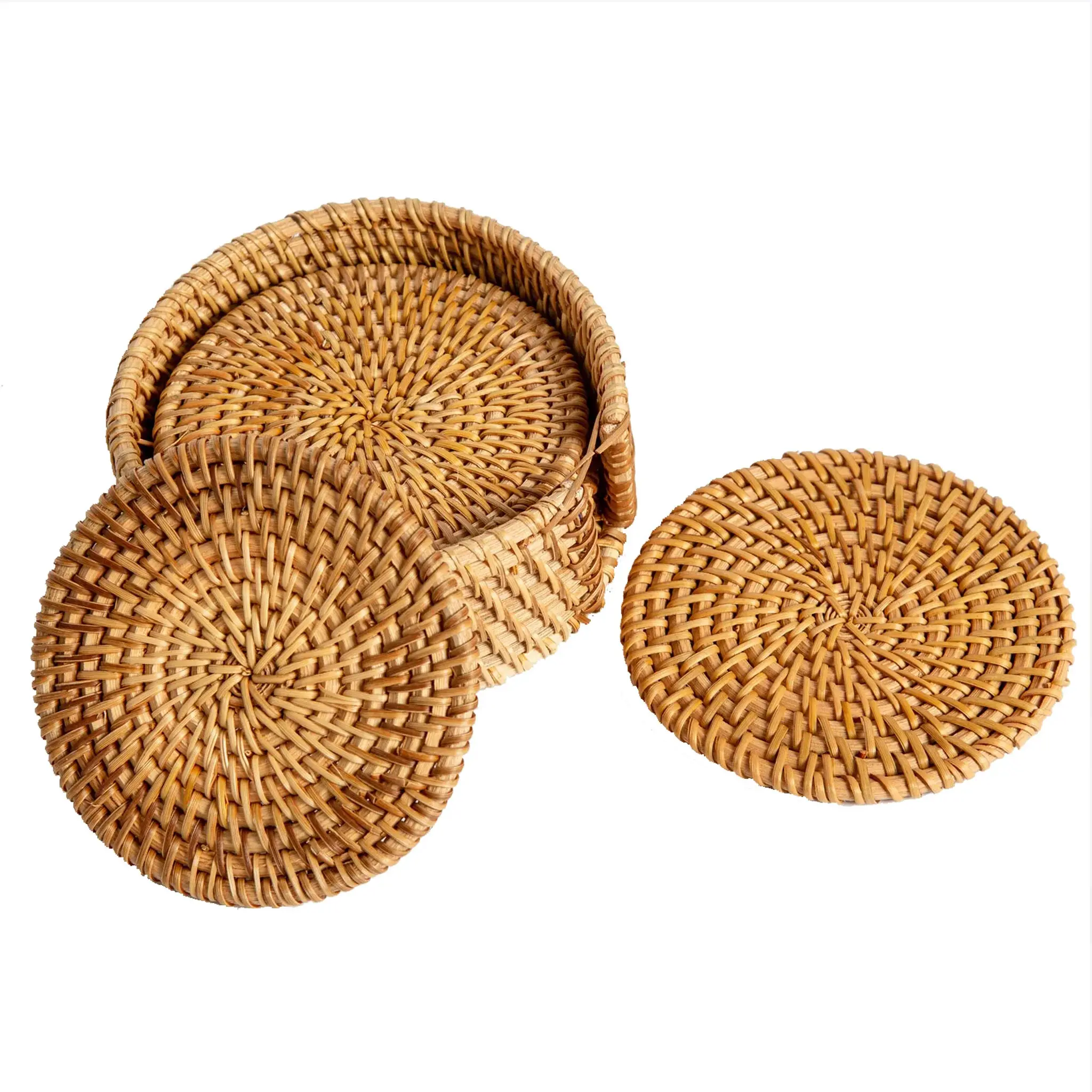 Top Geselecteerde Ronde Rotan Placemats Set Van 6 Handgemaakte Rieten Rustieke Decoratieve Placemats Voor Eettafel Voor Warme Koude Cu