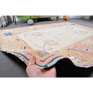 พรมโพลีเอสเตอร์สีชมพูสีฟ้าคลาสสิกขนาด5.2x7.7ฟุตสไตล์ตุรกีสำหรับห้องนั่งเล่นและห้องนอนลายปริศนาสี่เหลี่ยมผืนผ้าสี่เหลี่ยมผืนผ้า - Product Image 4