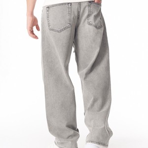 กางเกงยีนส์เดนิมทรงแบ็กกี้สีเทาสไตล์วินเทจฟอกหินสำหรับผู้ชาย ทรงขากว้าง ไซส์พลัส ทรงตรง ผลิตตามสั่ง - Product Image 6