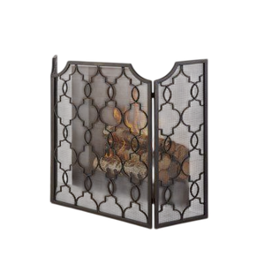 Écran de cheminée pliable de qualité supérieure en fil de fer vintage, protection contre les étincelles, finition noire, avec maille - Product Image 4