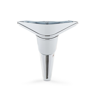 Base de Patas para Muebles Contemporáneas de 19 cm, Triangulares, de Plástico Blanco de Lujo, con Tiras Cromadas, Fácil Instalación - Product Image 1