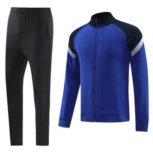 Tops de entrenamiento de fútbol para hombres de alta calidad, chándal de fútbol de invierno con cremallera completa con rayas de alta visibilidad, conjuntos al por mayor - Product Image 4