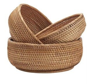 Premium Curved <b>Rattan</b> Basket Elegant Woven <b>Storage</b> for Fruits Snacks Laundry Toys Kitchen Essentials Tabletop Use From India - Product Image 2