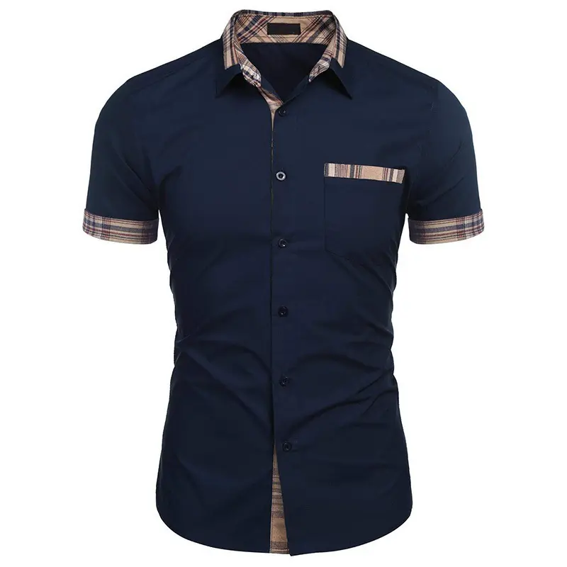 Men's Short-sleeved 2022 Summer New Casual Shirt Men's Plaid Business Men's Clothing