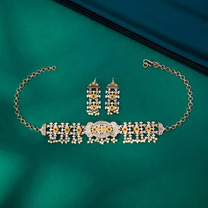 Impresionante y exclusiva colección de collar de Gargantilla oxidada impecable con dos tonos chapados - Product Image 3