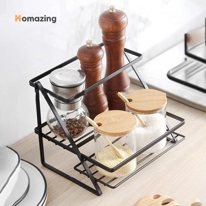 Discounted Price Metal <b>Spice</b> <b>Rack</b> White Colored with <b>Wooden</b> Handle <b>Spice</b> Storage <b>Rack</b> Export Quality - Product Image 2