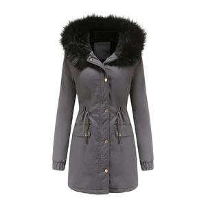 Manteau parka en fourrure longue pour femme de qualité supérieure avec fermeture éclair et détails boutonnés, élégance et confort pour l'hiver, chaleur durable - Product Image 5