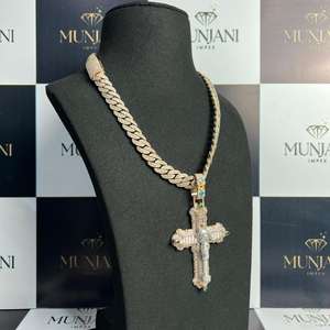 Custom Cross Unisex <b>Vintage</b> Lab Grown Diamond Moissanite Rose Gold Plated IGI Certified 1kt 925 Silver Iced Hip Hop <b>Necklace</b> - Product Image 3