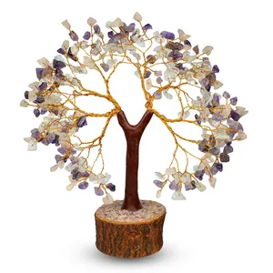 Puces naturelles d'âme de corps d'esprit 300 perles arbre de vie | arbre d'argent d'arbre de Reiki | arbres de cristal pour l'énergie positive