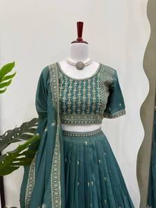 Lengha Choli Plazzo Prêt-à-porter 3 pièces traditionnel indien pakistanais pour femmes vêtements traditionnels indiens d'été pour les fêtes - Product Image 4