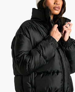 Veste chaude en duvet pour femmes, fabriquée sur mesure et à la mode, avec fermeture éclair et bouffante pour l'hiver - Product Image 4