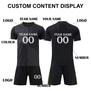 Uniforme de Fútbol Premium para Hombre |   Kit de Rendimiento con Rayas Doradas y Negras |   Conjunto de Camiseta y Pantalones Cortos de Fútbol para Entrenamiento de Equipos Adultos - Product Image 5