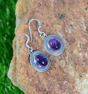 925 argent Sterling améthyste pierres précieuses boucles d'oreilles bijoux à la main argent Boho Style boucles d'oreilles bijoux pour femmes cadeau de mariage femme - Product Image 2