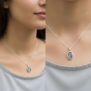 Labradorita, Plata de Ley 925, Chapado en Oro/Plata, Forma Ovalada, Colgante para Joyería, Piedra Tallada, Regalo de Nacimiento para Junio - Product Image 6