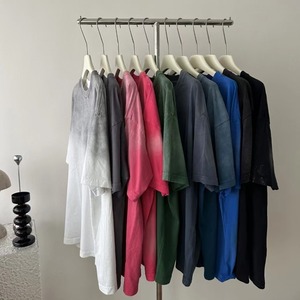 เสื้อยืดโอเวอร์ไซส์ผ้าคอตตอนหนานุ่มทรงหลวมไหล่ตกสำหรับผู้ชายสไตล์วินเทจสำหรับฤดูร้อน - Product Image 4