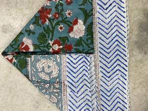 Handmade Indian Large Cotton Scarf <b>Wrap</b> Sarong <b>Shawl</b> 45\" Wide X 76\" Inches Flower Print Bikini Cover Traditional <b>Shawls</b> - Product Image 3