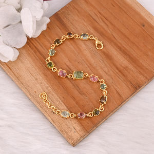 Pulsera de Plata de Ley 925 con Turmalina de Diseño para Mujer, Pulsera Hecha a Mano Personalizada, Joyería con Dijes, Pulsera de Cadena - Product Image 5