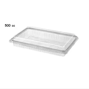 Packaging Boxes 500cc Plastic Leak Proof Container Disposable Leak-Proof Dessert Containers with Flat Lids In Stock Plastic B