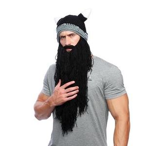 Gorro de Punto Kafeimali para Hombre, Estilo Bárbaro Vagabundo, Plegable, con Barba, Cuernos Vikingos, Gorro Deportivo Novedoso - Product Image 1