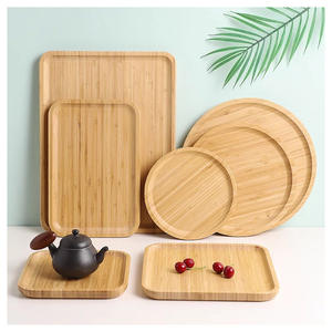 Service de table de luxe événementiel vaisselle en bois de bambou assiettes en bois naturel pour service fête d'anniversaire - Product Image 1
