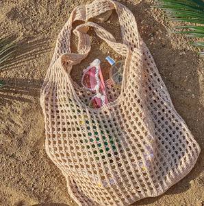 Sac de marché français, sac d'épicerie réutilisable, sac de plage en crochet, sac en filet de coton, sac de marché fermier, sac en filet - Product Image 3