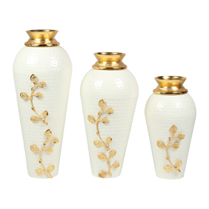 Indian Export Quality Home and Garden Decoration Metal Vases Available at Wholesale Supply Crystal Metal Vases - Product Image 2
