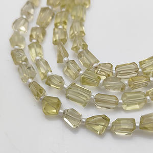 Natural Lemon Quartz Gemstone Faceted Nuggets Shape 5-12mm Beaded Strands - Product Image 4