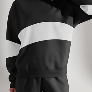 Conjuntos de salón de tejido transpirable de algodón 100% de lana de dos piezas de gran tamaño para hombre, ropa de abrigo suelta - Product Image 2