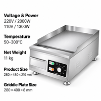 Plaque de cuisson électrique professionnelle en acier inoxydable, gril plat de comptoir, machine Teppanyaki, équipement de cuisine pour restaurant