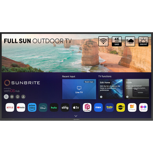 SunBriteTV Solis Series 75 4K HDR Smart LED TV Full Sun Outdoor & Patio Broom Accessory