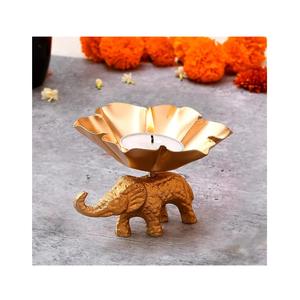 Bougeoir en métal d'éléphant de concepteur classique fait de bougeoir en métal d'or décoration de mariage affichage décoratif de table - Product Image 1