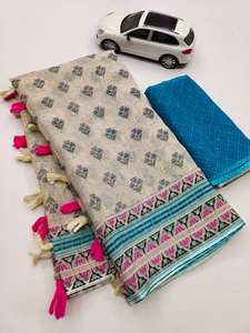 ผ้าส่าหรีผ้าไหมแท้งานปาร์ตี้ดีไซน์แบบดั้งเดิมเรียบเนียน - Product Image 5