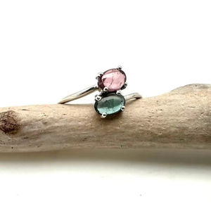 Anillo de Plata de Ley 925 Estilo Boho para Mujer, con Turmalina, Rodio, Joyería Hecha a Mano, Certificado, Regalo para Mamá, Fiesta - Product Image 1