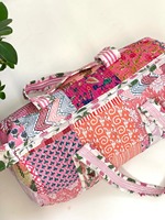 Sac de voyage matelassé en coton patchwork floral de luxe, décontracté, sportif, tactique, avec fermeture éclair, pour le week-end, imprimé à la main, écologique