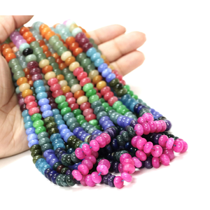 Hermosas cuentas de cuarzo multicolor en forma de rondel liso, 15 pulgadas, 7-8 mm, mezcla de cuentas de cuarzo liso, cuentas de ópalo de calidad AAA - Product Image 2