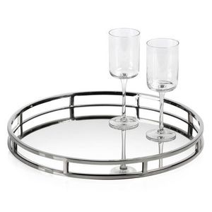 Élégant plateau en métal de qualité supérieure et en verre miroir avec un design durable pour les tables de chevet et les objets décoratifs - Product Image 6