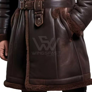 Abrigo de cuero de alta calidad hecho en fábrica logotipo personalizado ropa de moda abrigo de cuero de gran oferta para hombres - Product Image 4