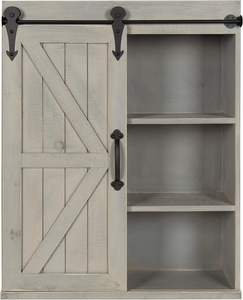 Decorative Wood Wall <b>Storage</b> <b>Cabinet</b> with Sliding Barn Door Rustic Gray - Product Image 1