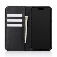 Dompet Kulit Folio dengan Slot Kartu untuk iPhone 15, Dompet Folio Praktis yang Dapat Menampung 3 Kartu Plus Uang Tunai dengan Penutup Magnetik