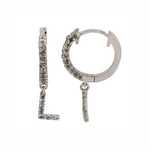 Boucles d'oreilles créoles élégantes pour femmes, rhodiées, argent sterling 925, grenat naturel, pierre précieuse, lettre G, cadeau pour anniversaire ou fête - Product Image 5