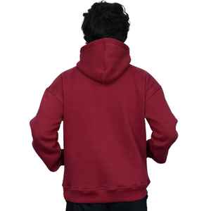 Sudadera con capucha de algodón 400g 100% para hombre, ropa de calle de lana de peso pesado, logotipo personalizado bordado, sudadera informal de moda granate - Product Image 3