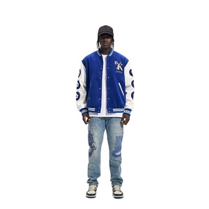 Chaqueta con letras de béisbol personalizada de alta calidad para hombre con parches bordados de chenilla bajo MOQ tela de lona estilo universitario - Product Image 1