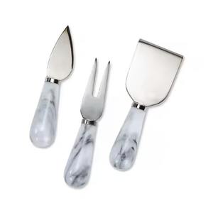 Ensemble de service à fromage haut de gamme en acier inoxydable avec poignée en marbre blanc et outils à fromage - Product Image 4