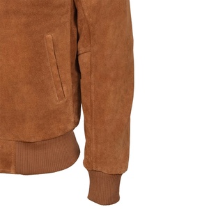 Veste en cuir peau de chèvre 2022 nouveau Style Vintage Bomber daim en cuir véritable pour hommes Varsity cuir tissu pour l'hiver fini - Product Image 5