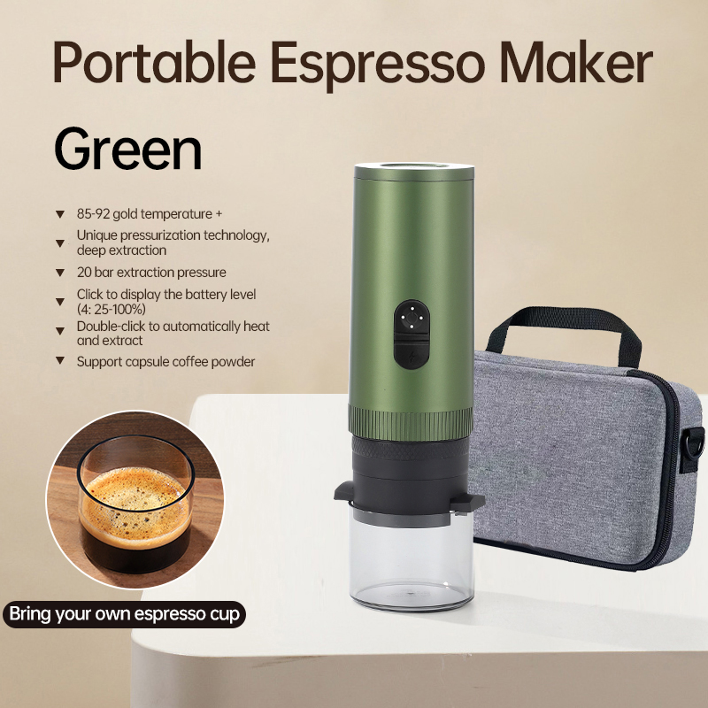 cafetière verte avec sac
