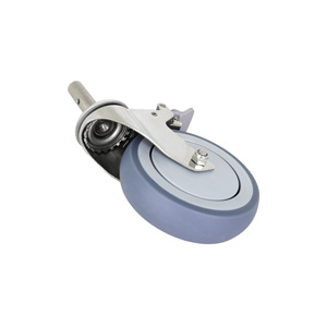 Rueda Giratoria con Bloqueo de 5 Pulgadas, Acero Inoxidable 304, Eje Redondo, Freno, Banda de Rodadura de Goma TPR, para Carros Médicos y Camas - Product Image 6