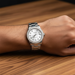 BGJ Luxury Hot Selling Quartz Classic Fashion <b>Watch</b> Stainless Steel Customized White Dial Diamond Markers Date Display <b>Watch</b> - Product Image 5