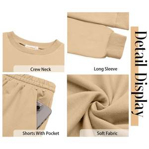 Pajama <b>Sets</b> for Women <b>Two</b> <b>Piece</b> Outfits Long Sleeve Sweatshirts <b>Lounge</b> <b>Sets</b> Casual Tops and Shorts Fall Outfits - Product Image 2