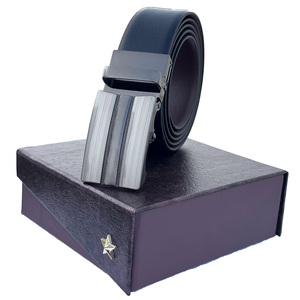 En iyi fiyat otomatik kilit toka ile geri dönüşümlü hakiki deri kemer basit ve şık siyah/kahverengi iş veya hediye setleri için - Product Image 4